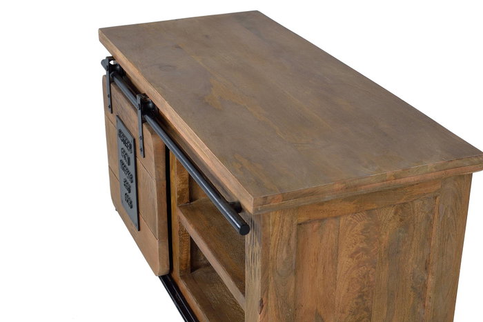 GINER Y COLOMER Mueble televisor de madera de acacia y mango con detalles en metal